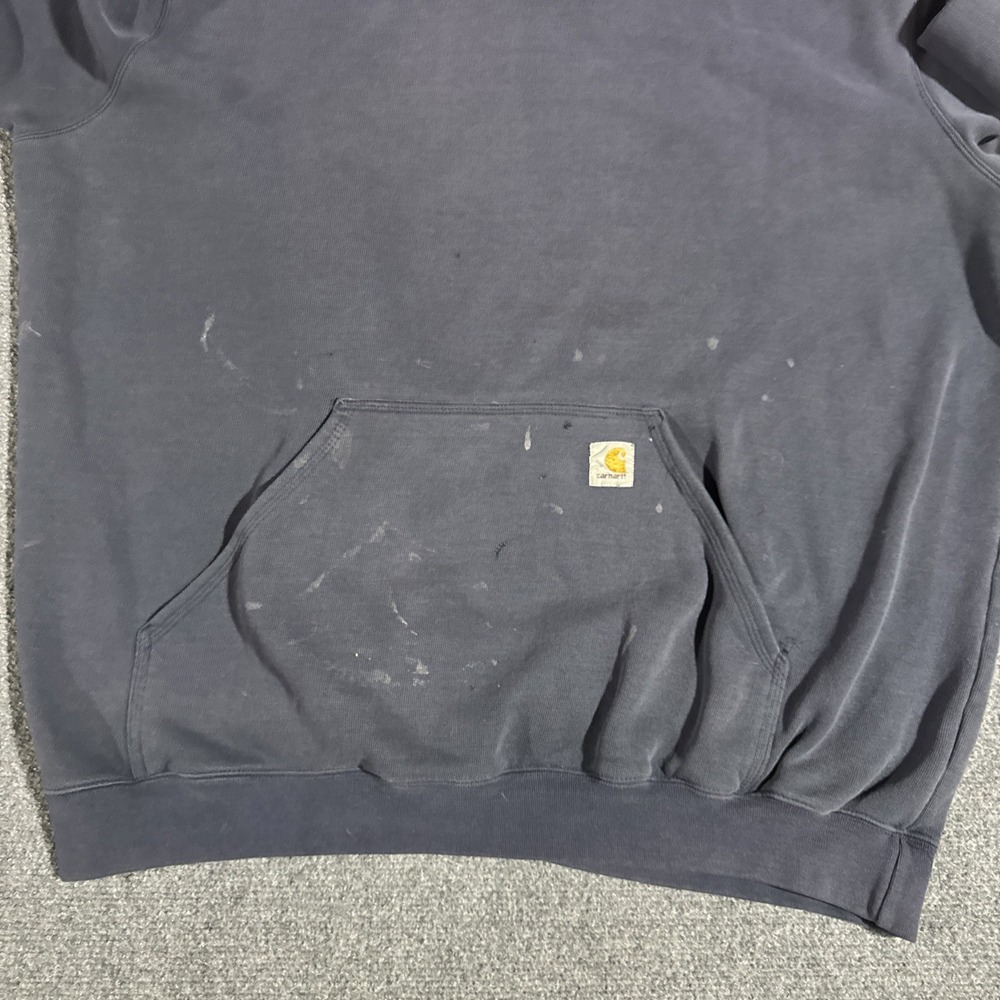 CARHARTT Original Fit BLUE Hoodie Sweatshirt 2XL TALL Distressed - Picture 4 of 8